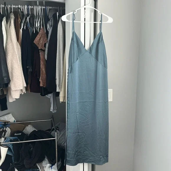 Club Monaco Button Detail Slip Dress Blue Dusk, NWT - Picture 1 of 9